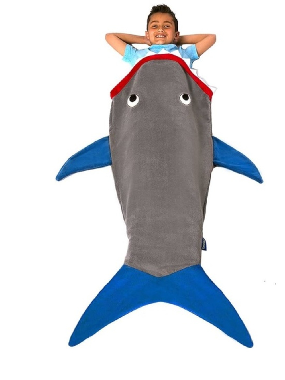 Blankie Tails Baby Shark Blanket Grey Blue